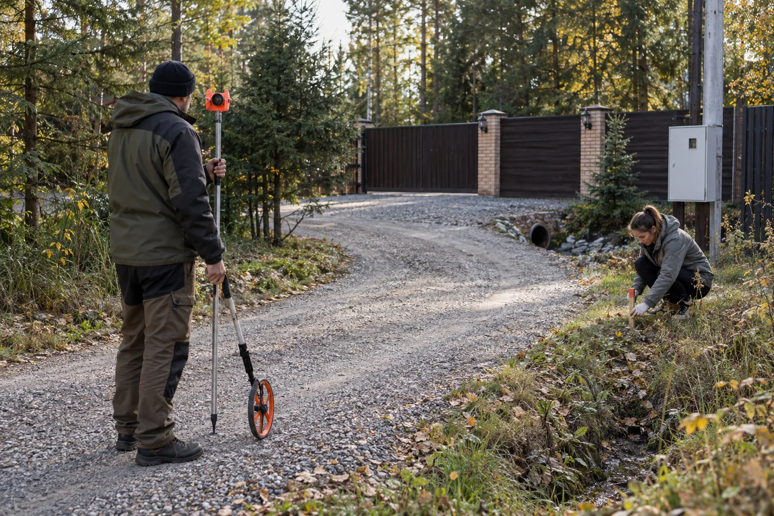 Кадастровые инженеры проверяют границы единственного проезда к загородному участку